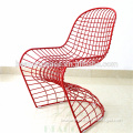 2016 Metal Frame red S shape wire side chair with cushion